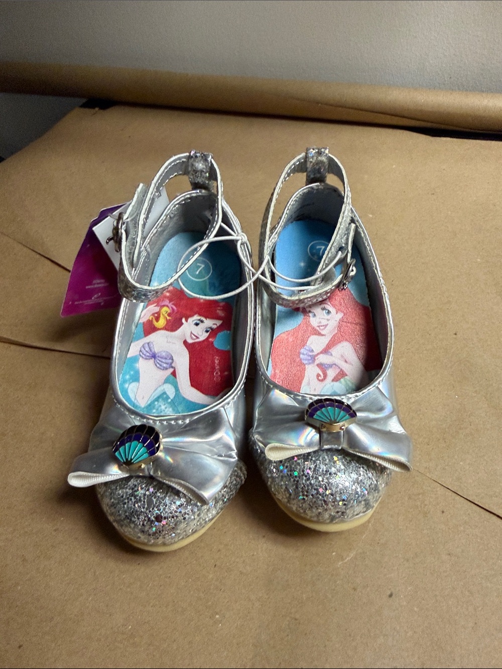 Disney Silver Glitter Mermaid Dress Shoes with Ariel Insole